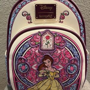 Loungefly Disney Beauty and the Beast Belle Stained Glass Portrait Mini Backpack